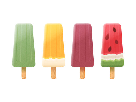 Collection of ice lolly. vector illustration. isolated objects. realistic style.