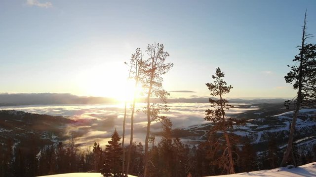 Montana morning sun over foggy valley