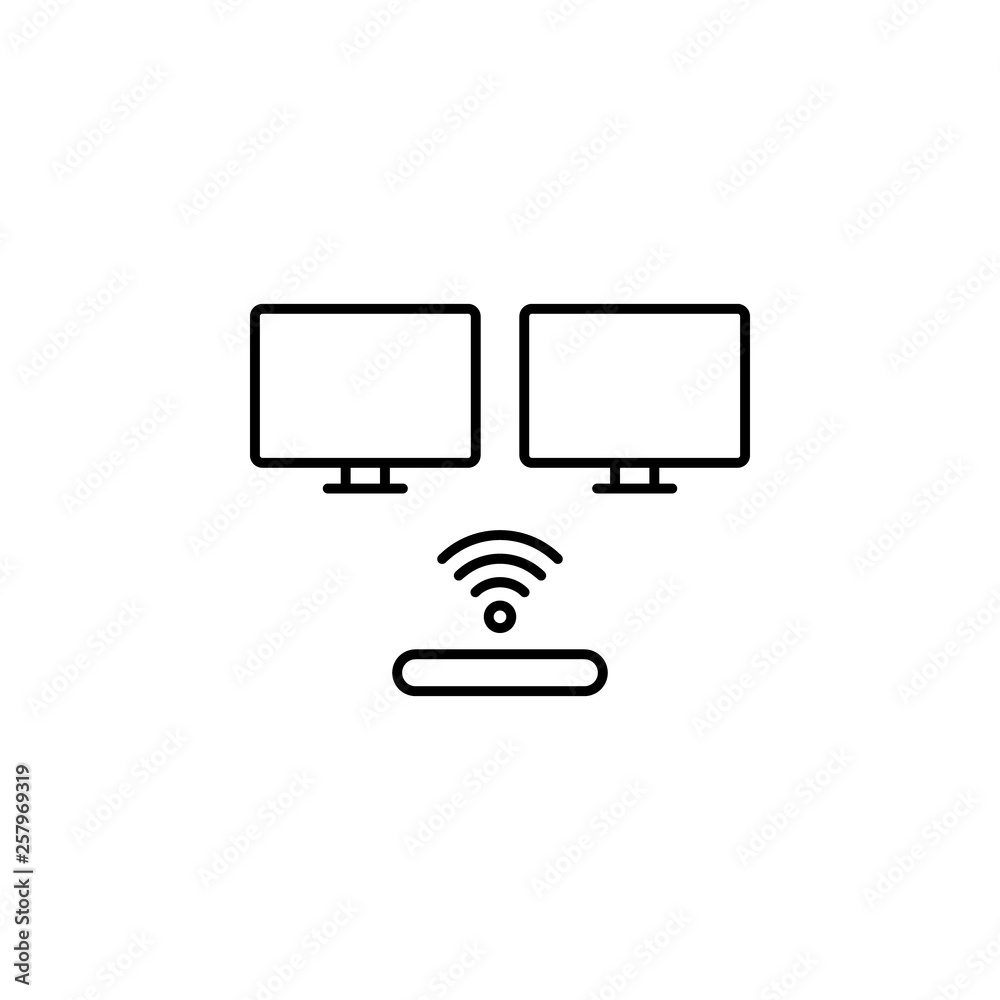 Poster hardware, pc server, wifi, lan icon. simple thin line, outline vector of hardware icons for ui and u