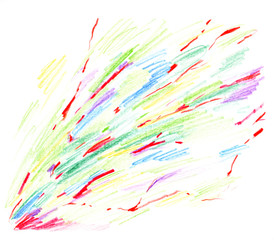 Abstract diagonal sloppy colored pattern with red veins, drawn by hand with colored pencils isolated on a white background.