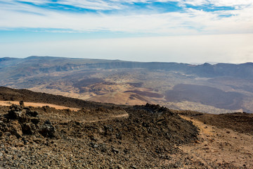 Fototapeta na wymiar Spectacular volcanic landscape with old lava flow.