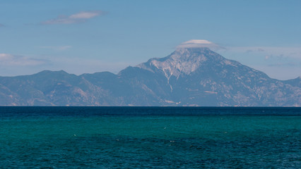 Athos mountain over the sea