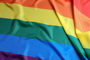 Bright rainbow gay flag as background. LGBT community