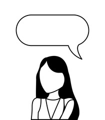 young woman with speech bubble