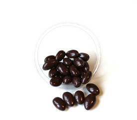 Healthy food  for background image close up almond nuts heart chocolate