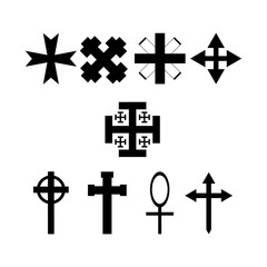 Obraz premium Set of symbolic crosses. Collection icons. Vector illustration.