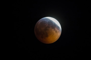 Blood moon, eclipse seen from, La Pampa,January 21, 2019   Argentina