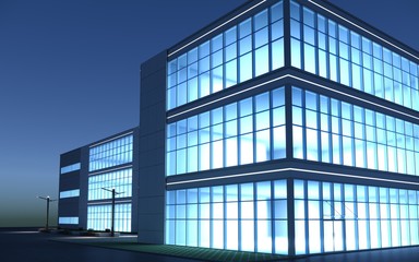 3d render exterior mall at night, exterior visualization, 3D illustration