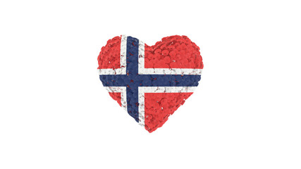 Norway. National Day. 17 May. Flowers forming heart shape. 3D rendering.