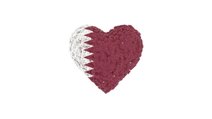Qatar National Day. December 18. Flowers forming heart shape. 3D rendering.