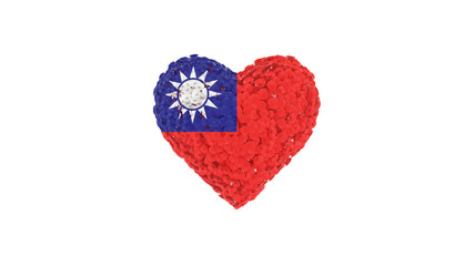Taiwan. National Day. 10 October. Flowers forming heart shape. 3D rendering.