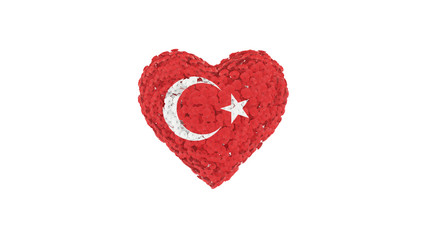 Turkey National Day. October 29. Flowers forming heart shape. 3D rendering.
