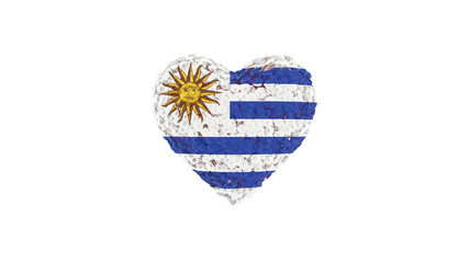 Uruguay National Day. August 25. Independence Day. Flowers forming heart shape. 3D rendering.