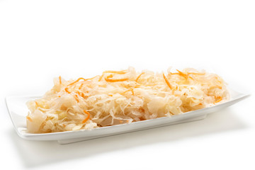 pickled cabbage on white plate