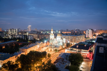 Obraz premium Moscow, Russia - July 20, 2018: Epiphany Cathedral at Yelokhovo, is the vicarial church of the Moscow Patriarchs