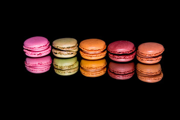 Macaroon homemade isolated on a black background