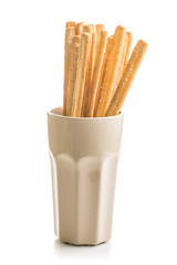 Italian grissini breadsticks. Tasty grissini snack.