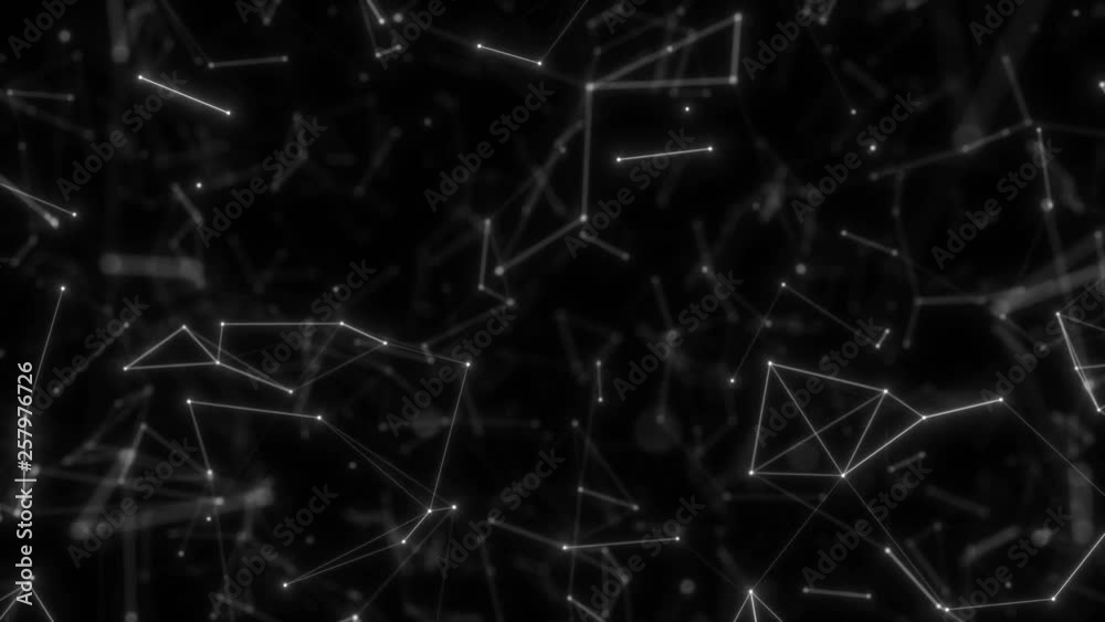Poster plexus of abstract geometrical lines with moving and dots on a orange background animations.
