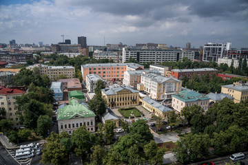 Moscow, Russia - July 20, 2018: Library-reading room named after Alexander Sergeyevich Pushkin on Spartakovskaya street