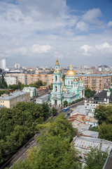 Fototapeta premium Moscow, Russia - July 20, 2018: Epiphany Cathedral at Yelokhovo, is the vicarial church of the Moscow Patriarchs