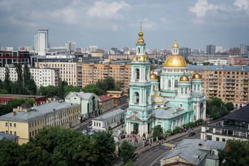 Moscow, Russia - July 20, 2018: Epiphany Cathedral at Yelokhovo, is the vicarial church of the Moscow Patriarchs