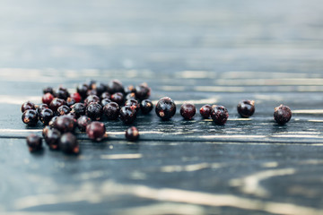 Closeup on black background. Summer currant berry dessert.