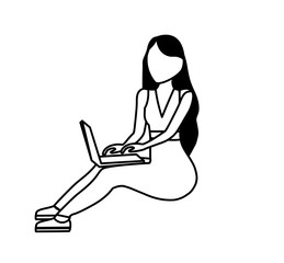 young woman sitting with laptop