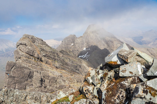 United Kingdom, Scotland, Isle of Skye, Black Cuillins, View from Bruach na Frithe to Am Basteir