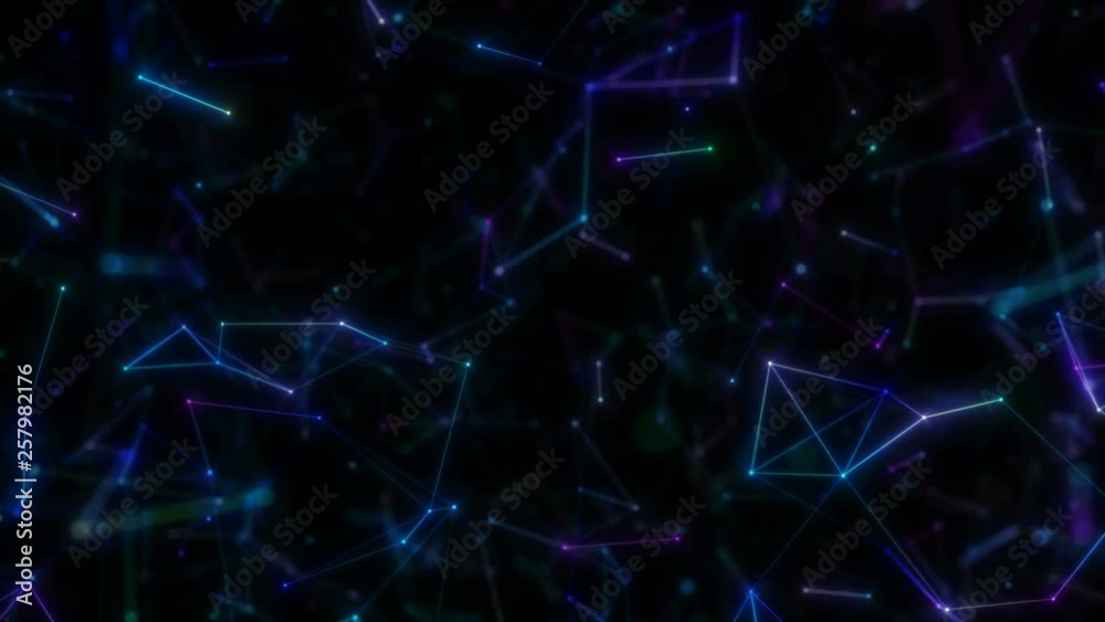 Poster abstract plexus polygon nodes and connections form network for visuals vj internet presentations mot