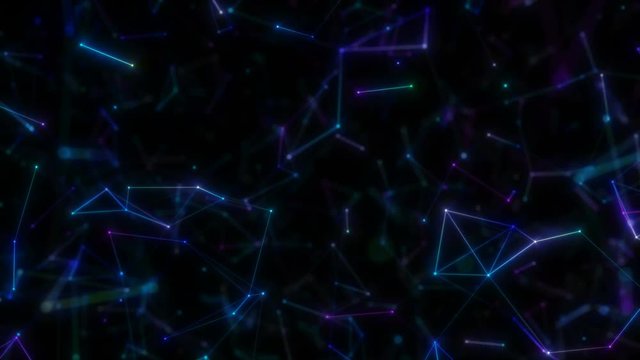 Abstract plexus polygon nodes and connections form network For visuals vj internet presentations motion background hi-tech technology science engineering medical dashboard Seamless Loop