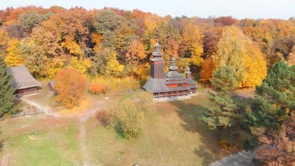 Old Wooden Church in Rural Ukrainian Village