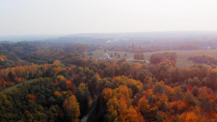 Nikolaevsky Church over Autumn Treetops in Ukraine