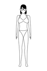 woman wearing swimwear black and white