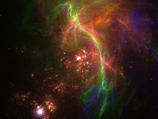 Fototapeta premium Starfield, stars and space dust scattered throughout the universe. Vast open interstellar space, cosmic abstract artwork. Distant swirling galaxies, interplanetary travel, astral artwork.