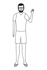 man wearing summer clothes black and white