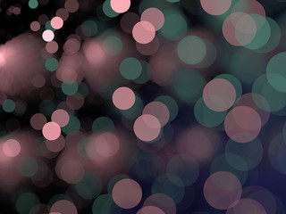 Abstract Illustration - Glowing Green bokeh Spots, soft shapes blurred background. Magical fantasy background image, vibrant transparent glowing shapes. Colored circles, digital modern artwork.