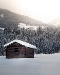 Holzhütte am Schneehang - Österreich