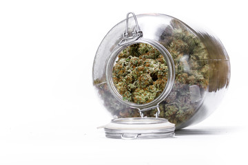 glass jar full of cannabis