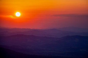 Summer sunset view from Kopitoto Hill, Vitosha Mountain, Sofia, Bulgaria
