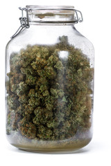 glass jar full of cannabis