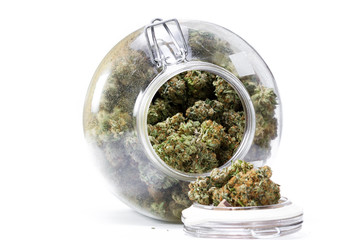 glass jar full of cannabis