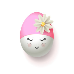 Happy Easter Egg with pink retro swimming cap - isolated on white background