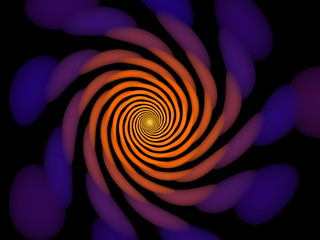 Abstract Purple Fractal Spiral Background Image, Illustration - Infinite repeating spiral pattern, twisted vortex. Recursive symmetrical rotating patterns, soft blurred swirling lines and curves