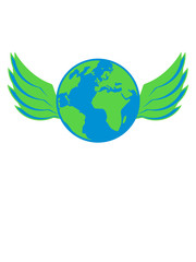 planet erde fl&uuml;gel himmel engel &ouml;ko wegwerfen klimawandel umwelt schutz sch&uuml;tzen zerst&ouml;ren heimat leben lebendig spa&szlig; party design clipart cool