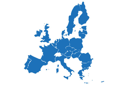 Mapa de la Unión Europea de color azul.