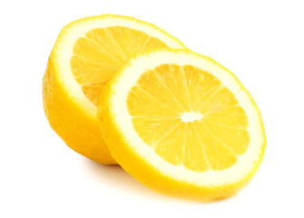 lemon with slices isolated on white background. healthy food