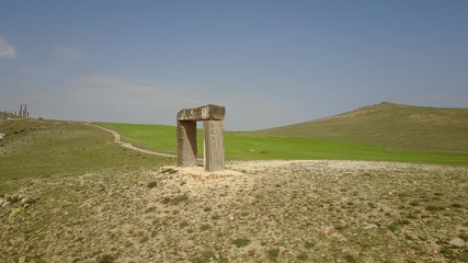 editorial, Kappadokia / Turkey- May 25 2018: Time and Space Sculpture Park, ‘Listen’ basalt arch