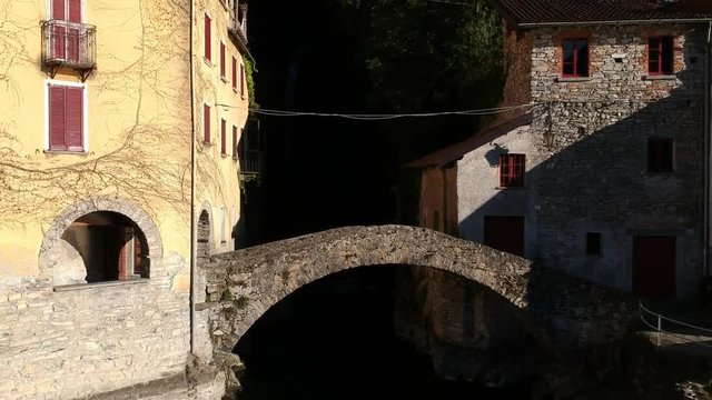 Aerial view of Nesso, a village on Lake Como