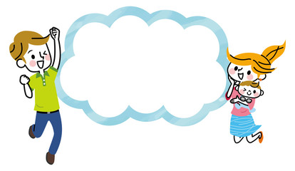 家族　夫婦　赤ちゃん　ジャンプ　フキダシ