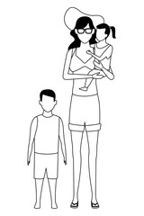 woman and children avatar black and white